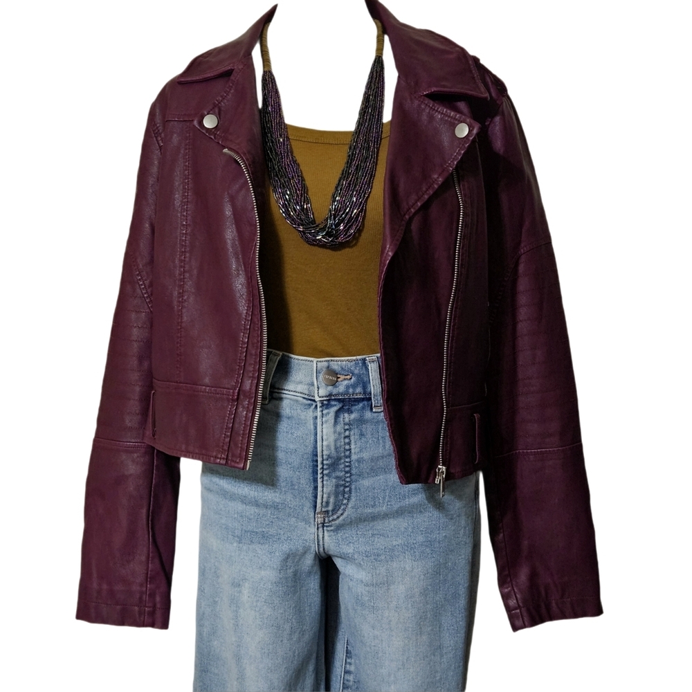 Collection B Deep Purple Leather Jacket